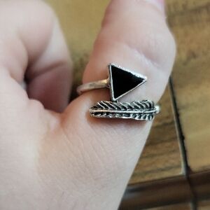 Silver Triangle Black Stone Ring